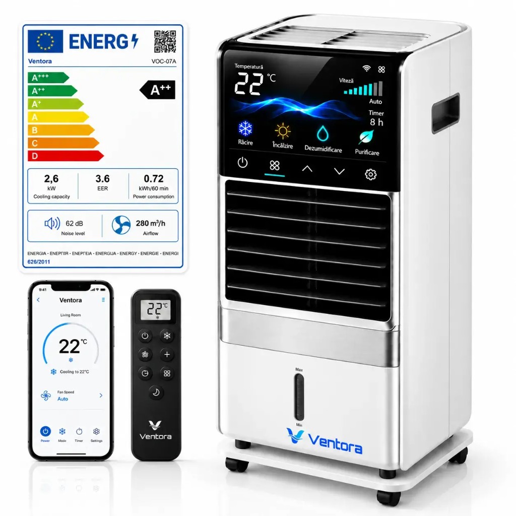 Ventora mit App, Fernbedienung und Energielabel