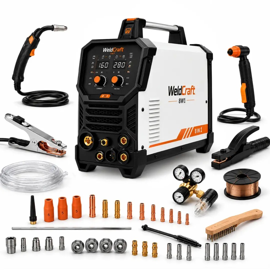 Complete 9-in-1 welding kit with all accessories